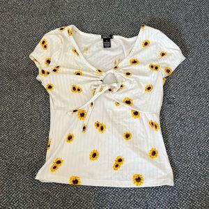 White sunflower crop top